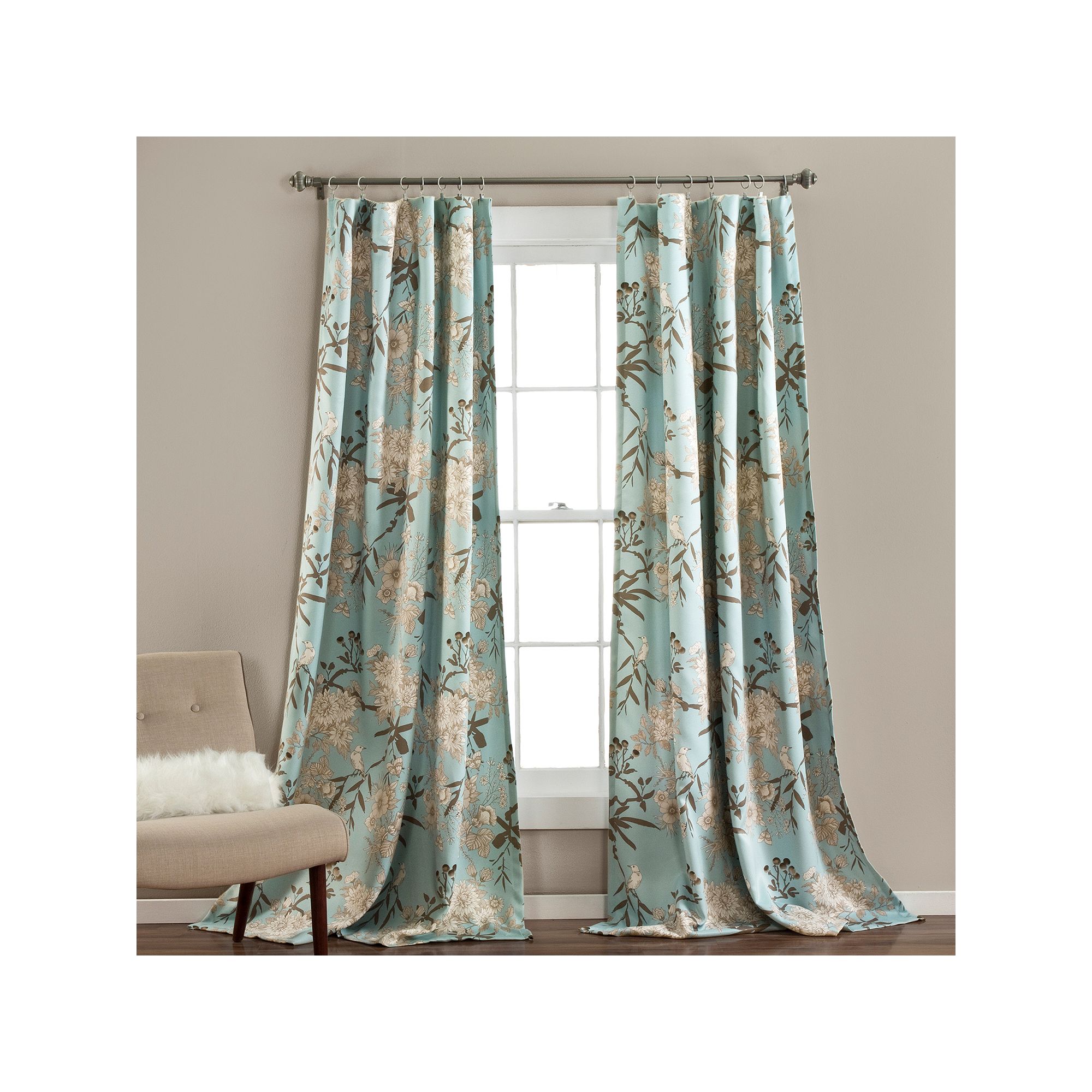 Lush Decor 2-pack Botanical Garden Window Curtains, Blue