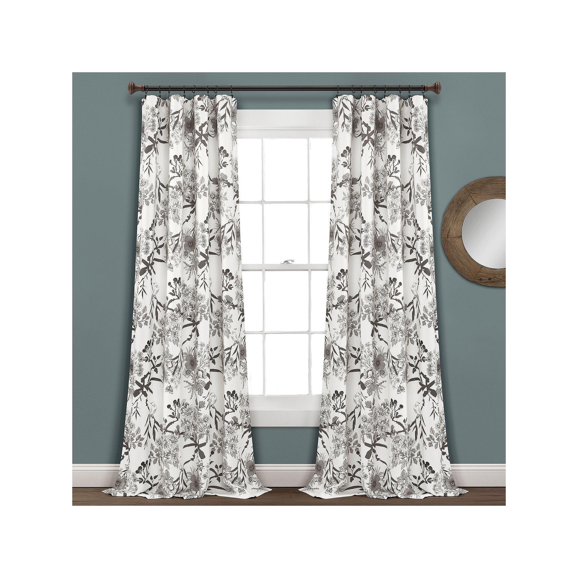 Lush Decor 2-pack Botanical Garden Window Curtains, Gray White