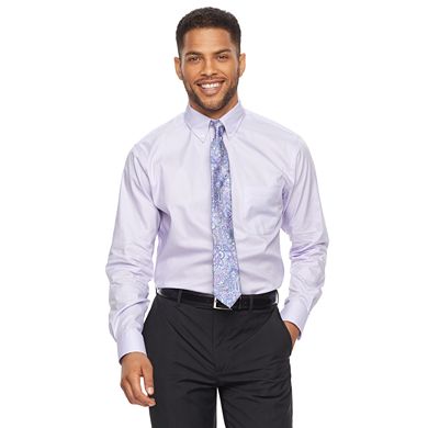 Men's Chaps Regular-Fit Wrinkle-Free Herringbone Dress Shirt
