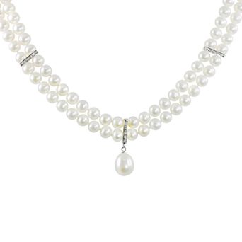 PearLustre by Imperial 14k White Gold Freshwater Cultured Pearl and Diamond Accent Necklace