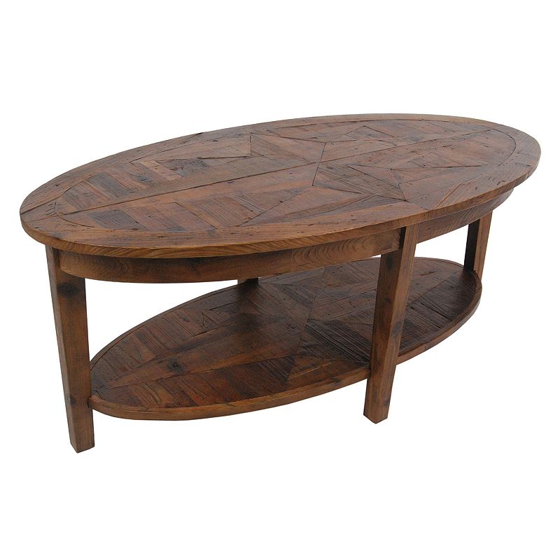 Alaterre Revive Reclaimed Wood Oval Coffee Table, Natural