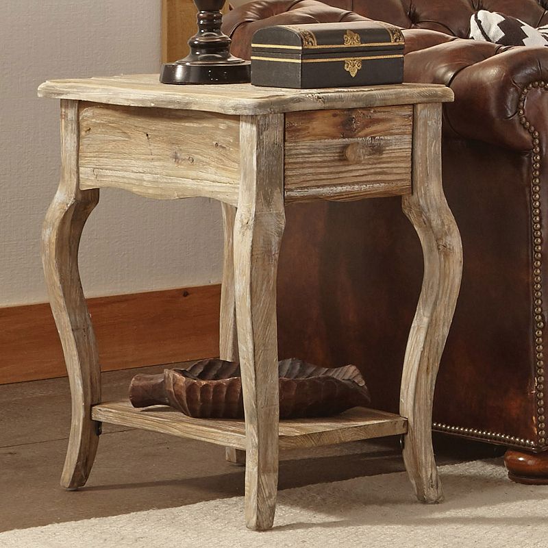 Alaterre Rustic Reclaimed Wood Chairside Table, Brown
