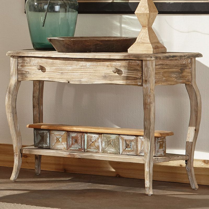Alaterre Rustic Reclaimed Wood Console Table, Brown