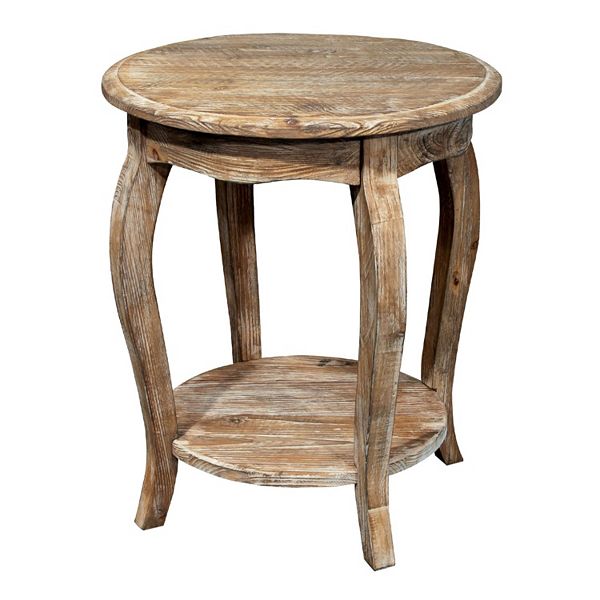 Alaterre Rustic Reclaimed Wood Round, Round Rustic End Table