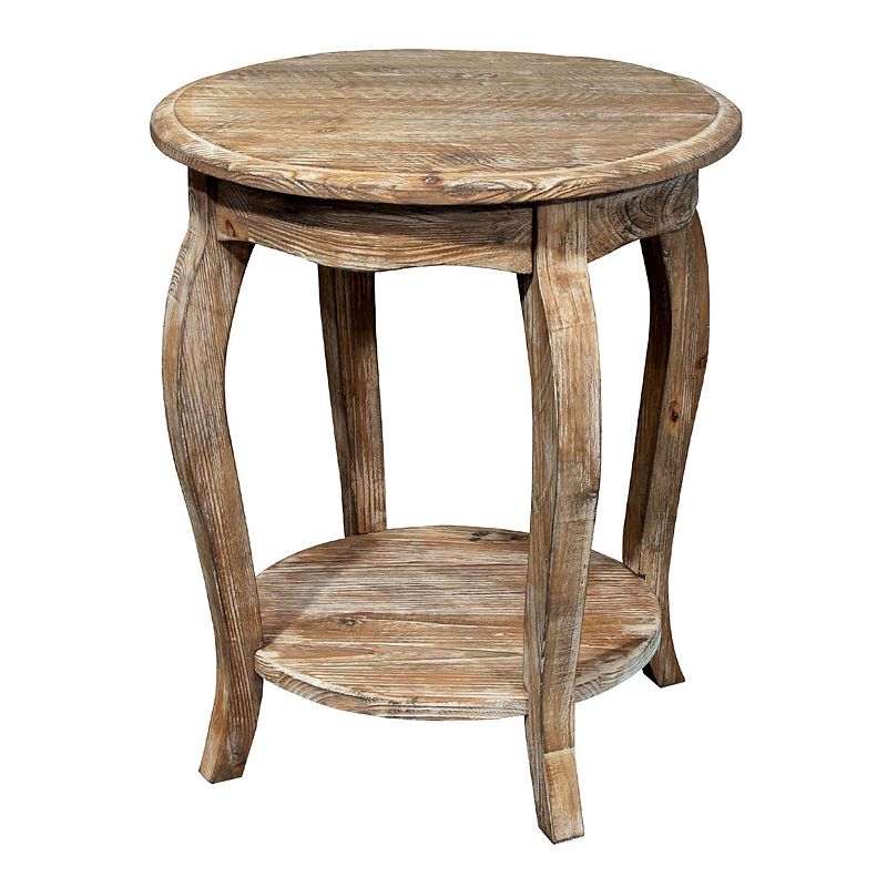 Alaterre Rustic Reclaimed Wood Round End Table, Brown