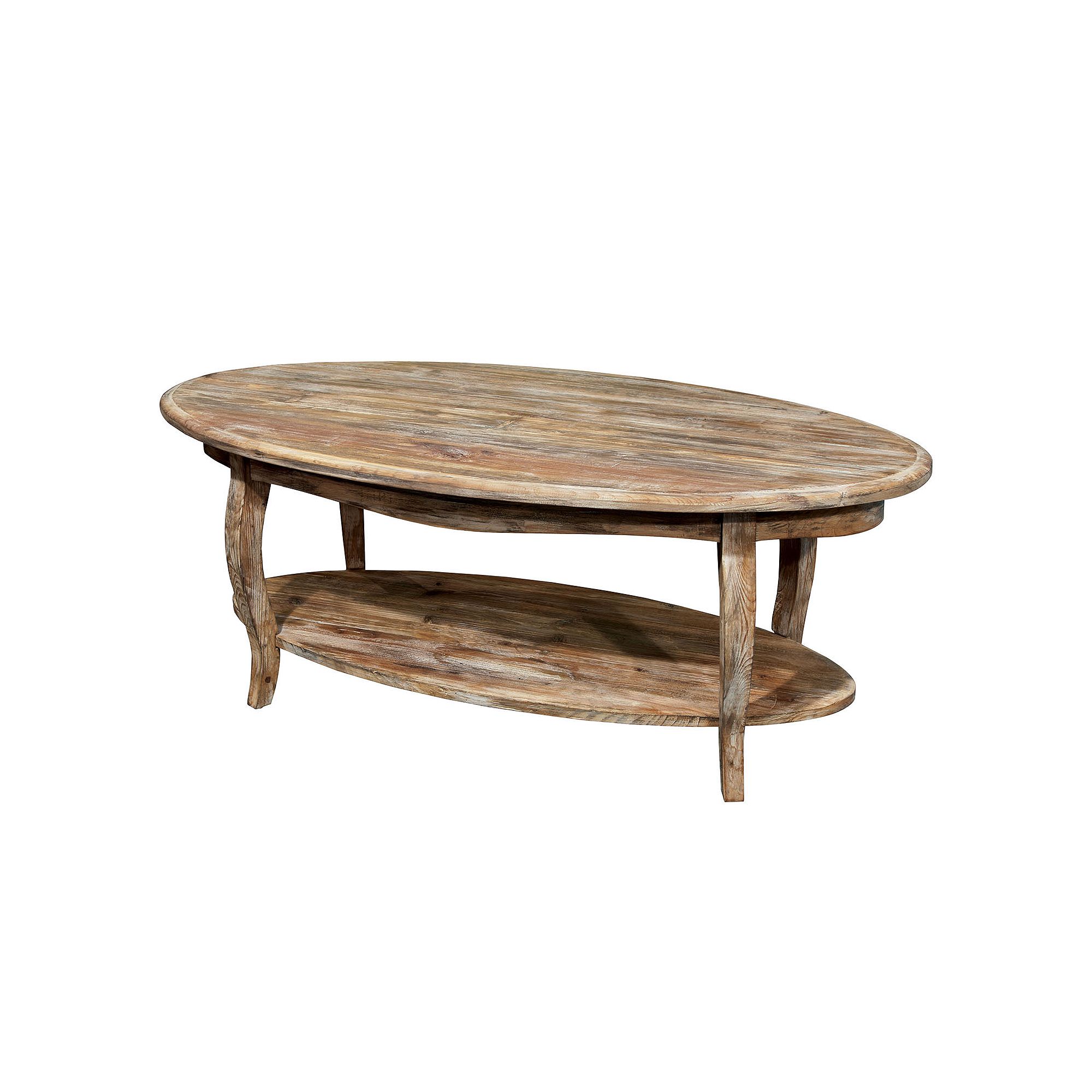 Alaterre Rustic Reclaimed Wood Oval Coffee Table, Brown
