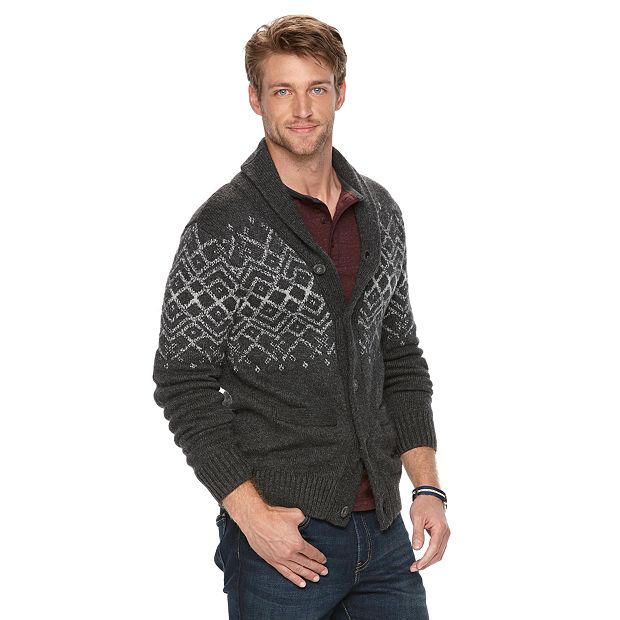 Men s Sonoma Goods For Life Patterned Shawl Cardigan Sweater