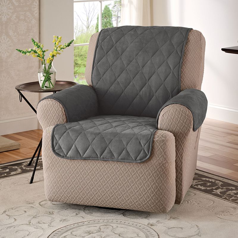 Jeffrey Home Suede Recliner Wing Chair Protector, Grey