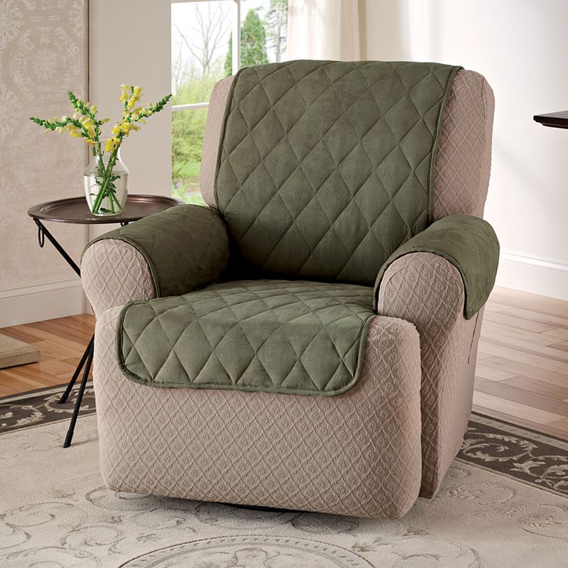 Jeffrey Home Suede Recliner Wing Chair Protector, Green