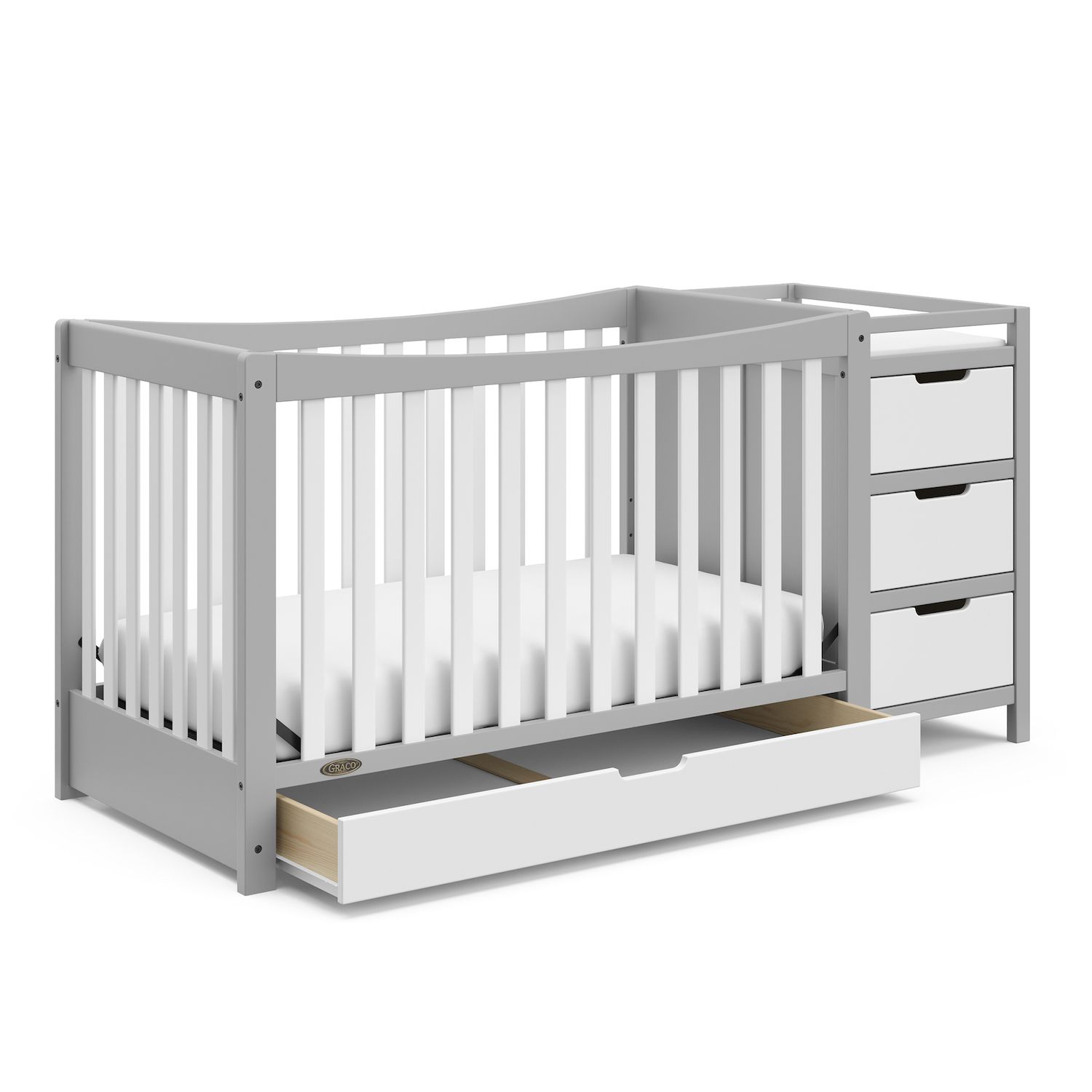 graco solano 4 in 1 convertible crib with drawer pebble gray