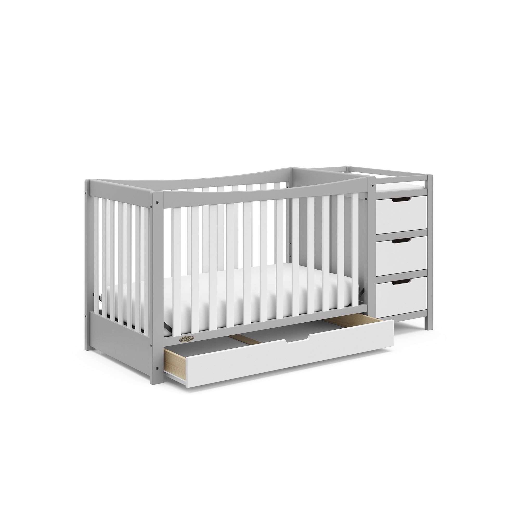 Graco Remi 4-in-1 Convertible Crib & Changer, White Pebble Gray