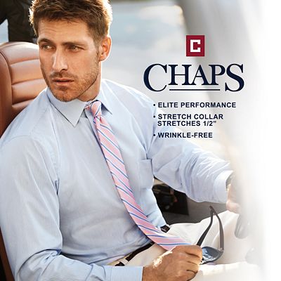 chaps dress shirts kohl's Men's Chaps Essentials Wrinkle-Free Regular-Fit Spread-Collar Dress Shirt