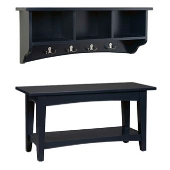 Alaterre Shaker Cottage Neutral Bench & Coat Hook Set