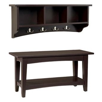 Alaterre Shaker Cottage Neutral Bench & Coat Hook Set
