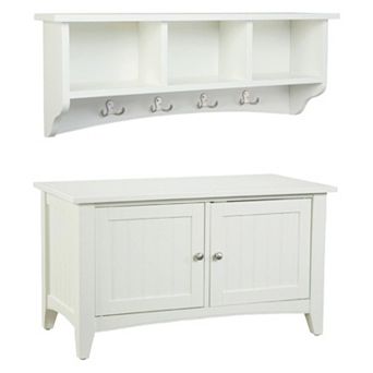 Alaterre Shaker Cottage Neutral Storage Bench & Coat Hook Set