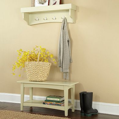 Alaterre Shaker Cottage Neutral Bench & Shelf Coat Hook Set