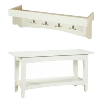 Alaterre Shaker Cottage Neutral Bench & Shelf Coat Hook Set