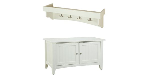 Alaterre Shaker Cottage Neutral Storage Bench & Shelf Coat Hook Set