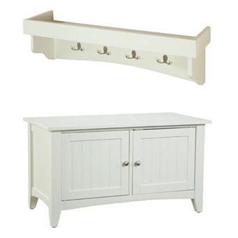 Alaterre Shaker Cottage Neutral Storage Bench & Shelf Coat Hook Set