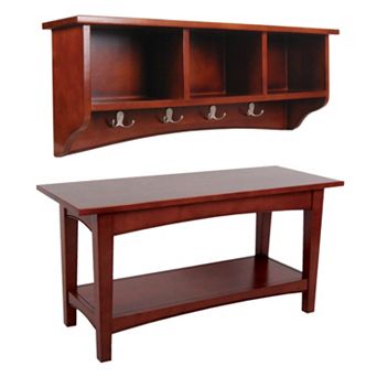 Alaterre Shaker Cottage Bench & Coat Hook Set