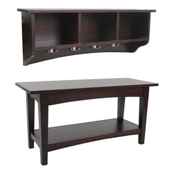 Alaterre Shaker Cottage Bench & Coat Hook Set