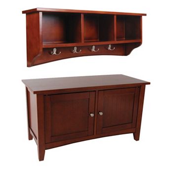 Alaterre Shaker Cottage Storage Bench & Coat Hook Set