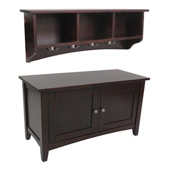 Alaterre Shaker Cottage Storage Bench & Coat Hook Set