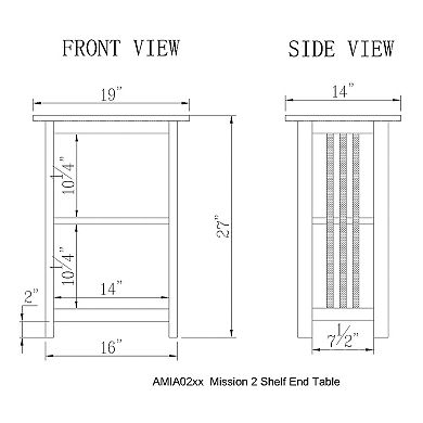 Alaterre Mission 2-Shelf End Table