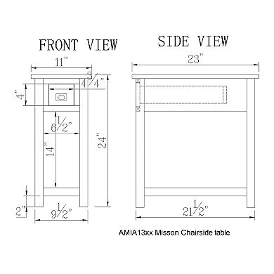 Alaterre Mission Chairside Table