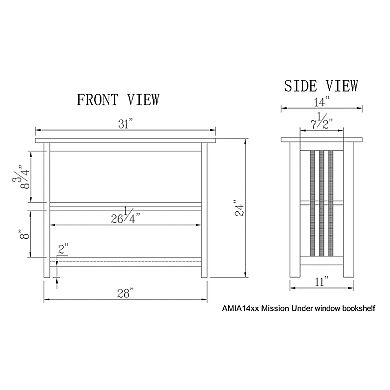 Alaterre Mission Under-Window Bookshelf