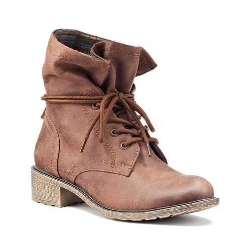 Mudd Women's Flannel Lace-Up Combat Boots