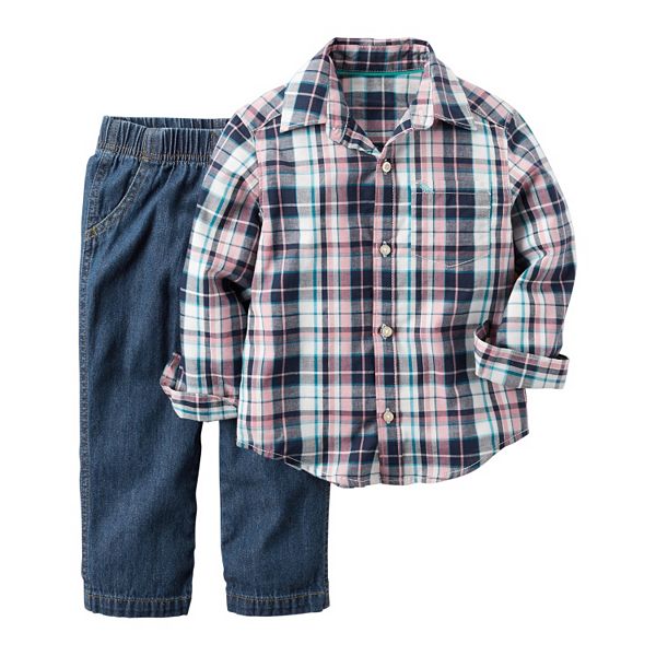 Baby Boy Carter's Plaid Shirt & Jeans Set