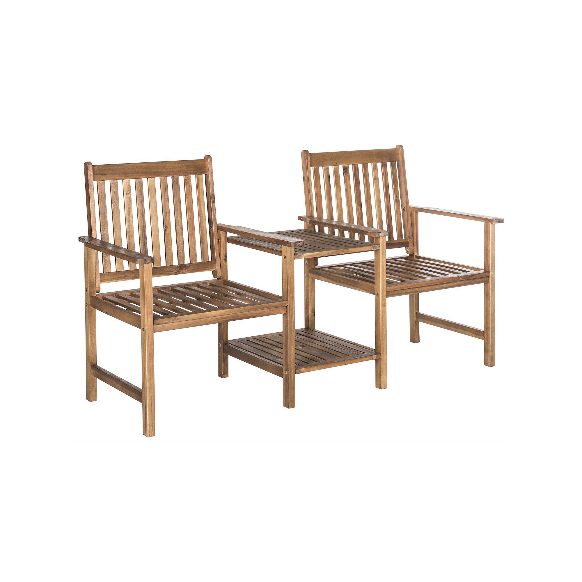 Safavieh Brea Twin Brown Patio Seating Bench, Teak Brown
