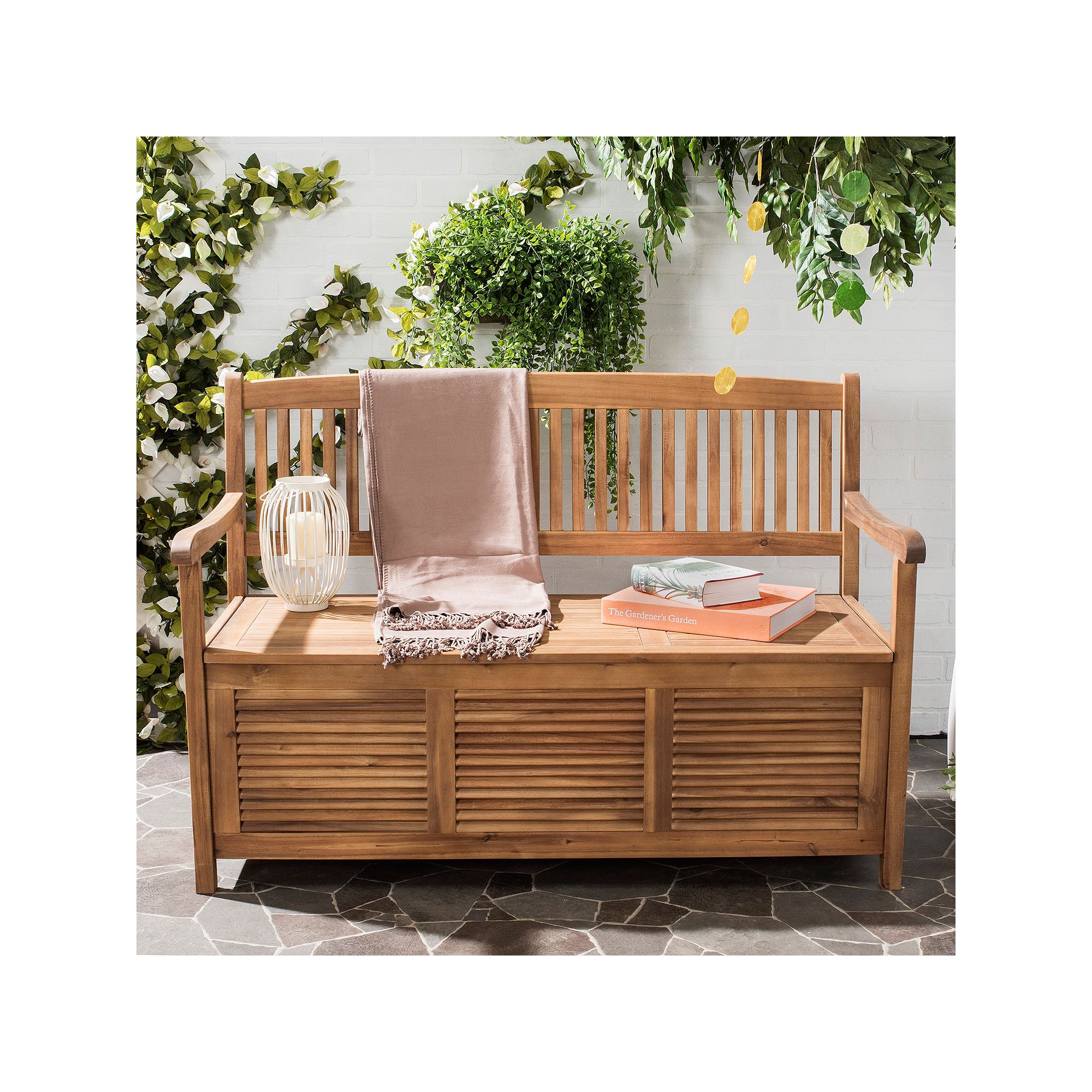 Safavieh Brisbane Patio Storage Bench, Teak Brown