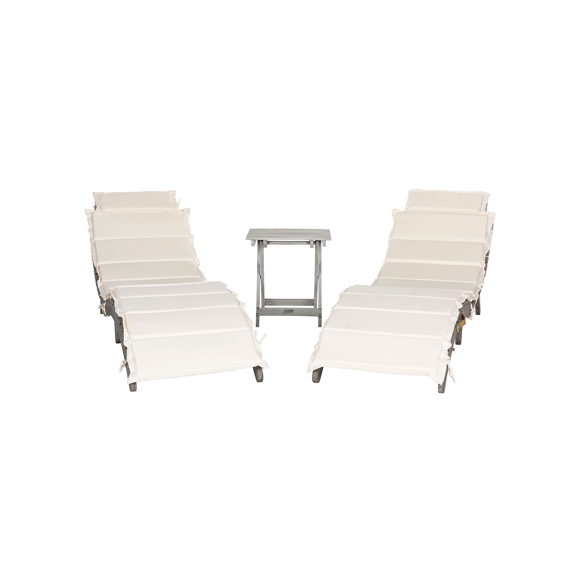 Safavieh Pacifica White Gray Patio Lounge Chair & End Table 3-piece Set, Gr