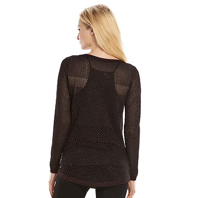 Women's Rock & Republic® Open-Stitch Scoopneck Sweater