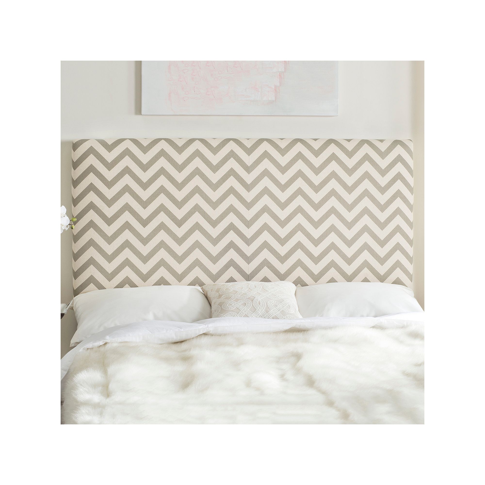 Safavieh Ziggy Chevron Headboard, Gray White