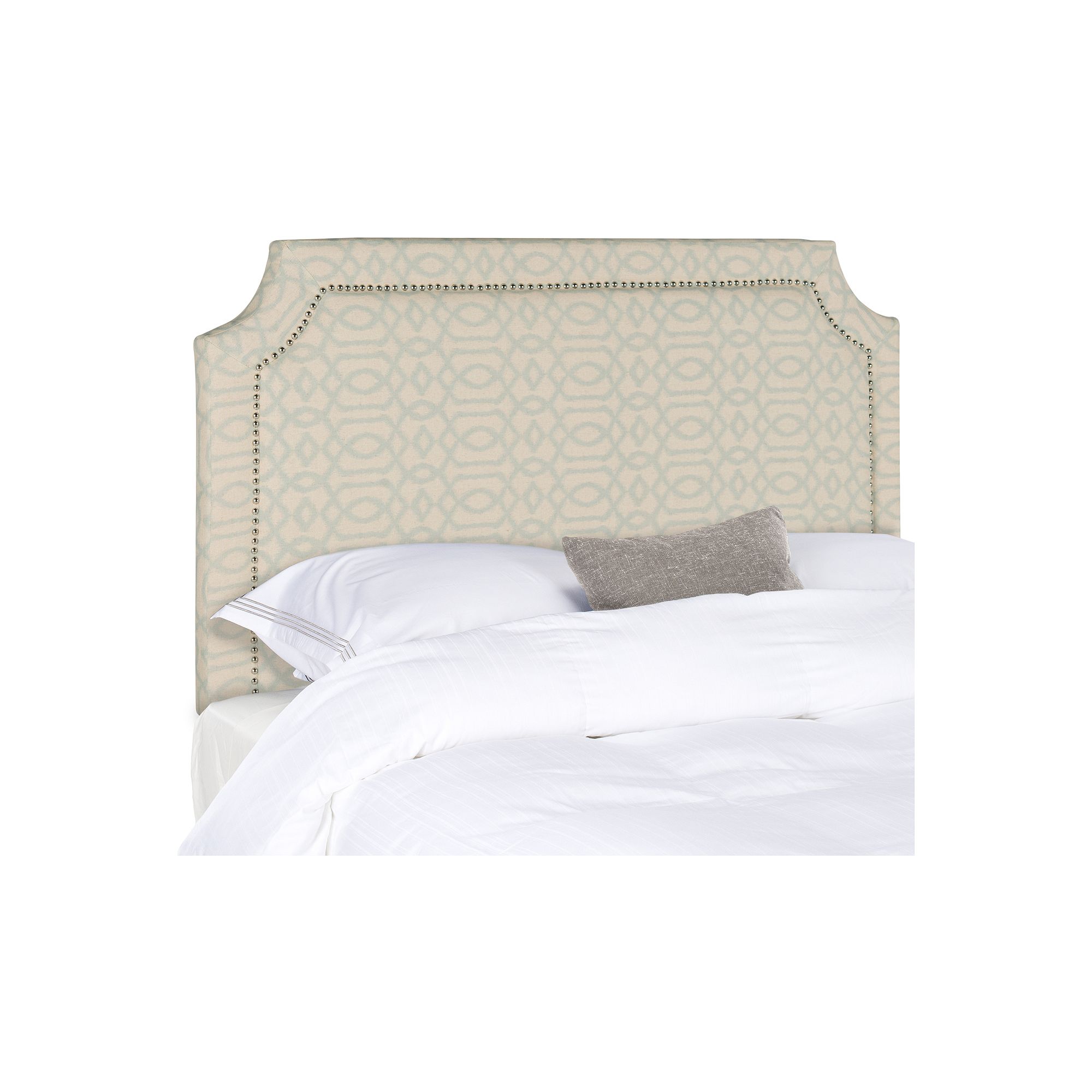 Safavieh Shayne Nailhead Full Headboard, Wheat Pale Blue