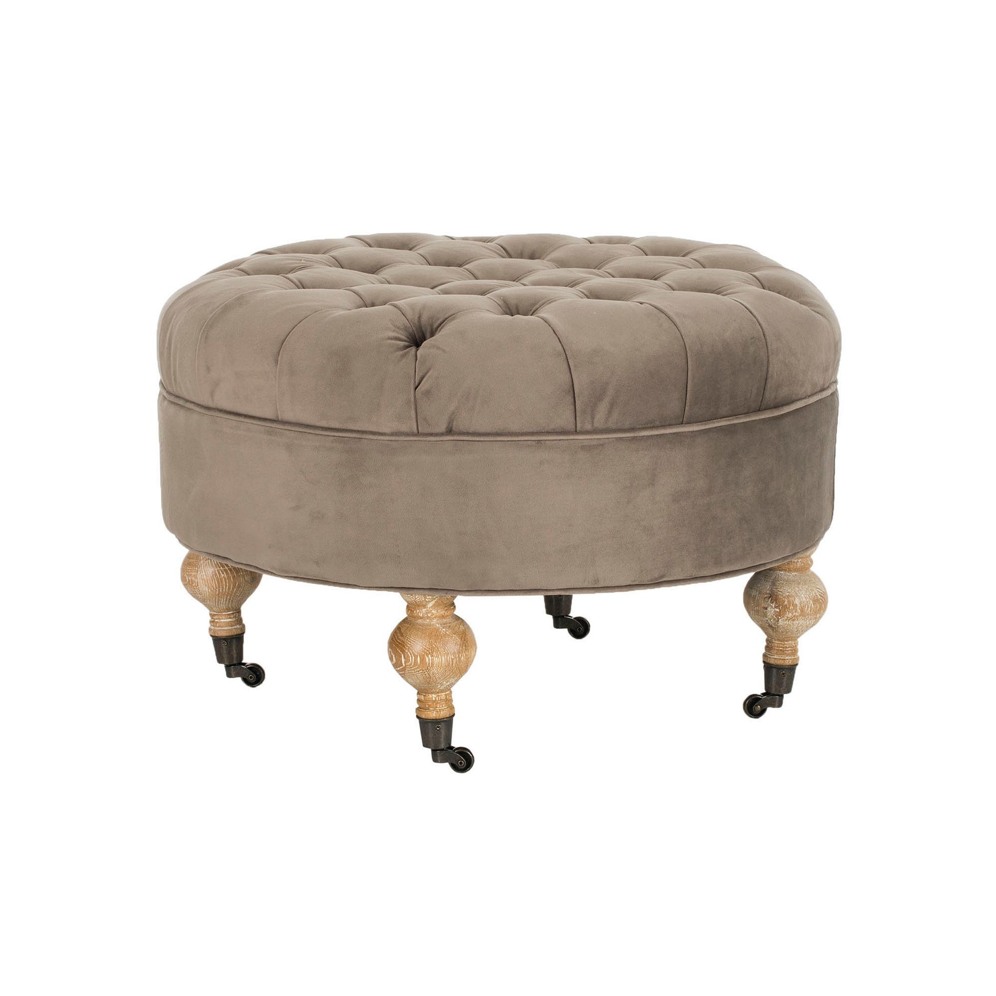 Safavieh Clara Tufted Ottoman, Brown Taupe