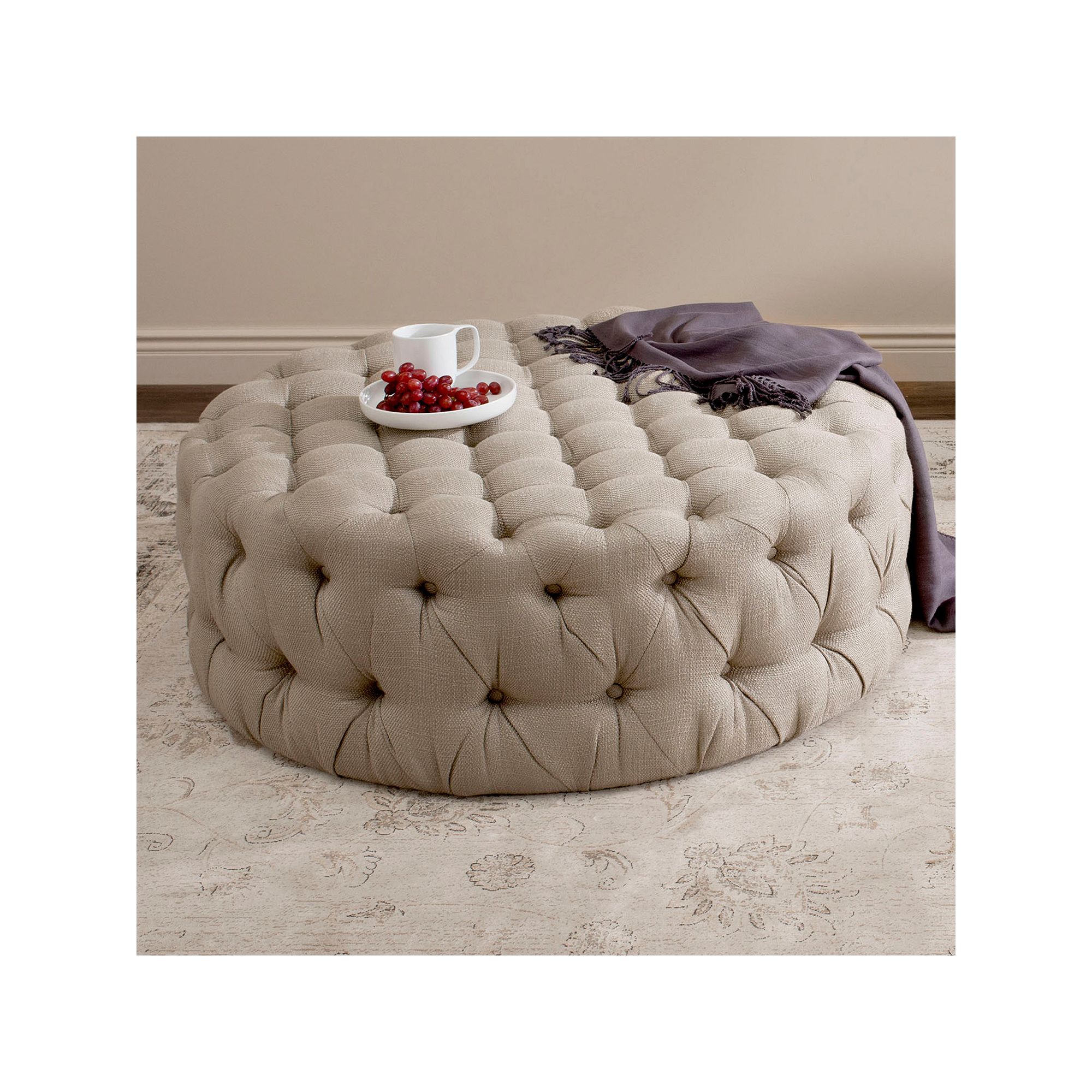 Safavieh Charlene Tufted Ottoman, Beige