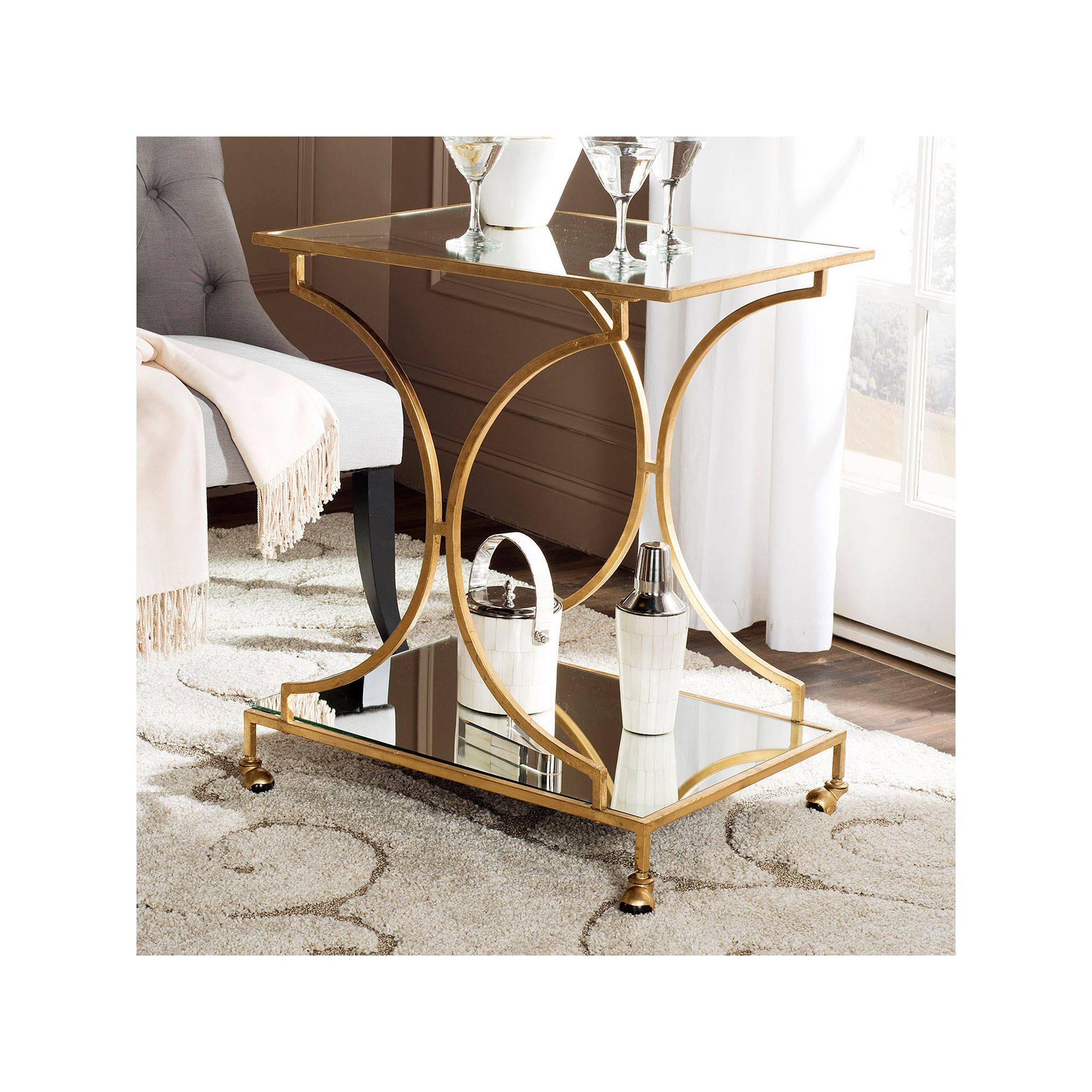 Safavieh Ignatius Bar Cart, Gold