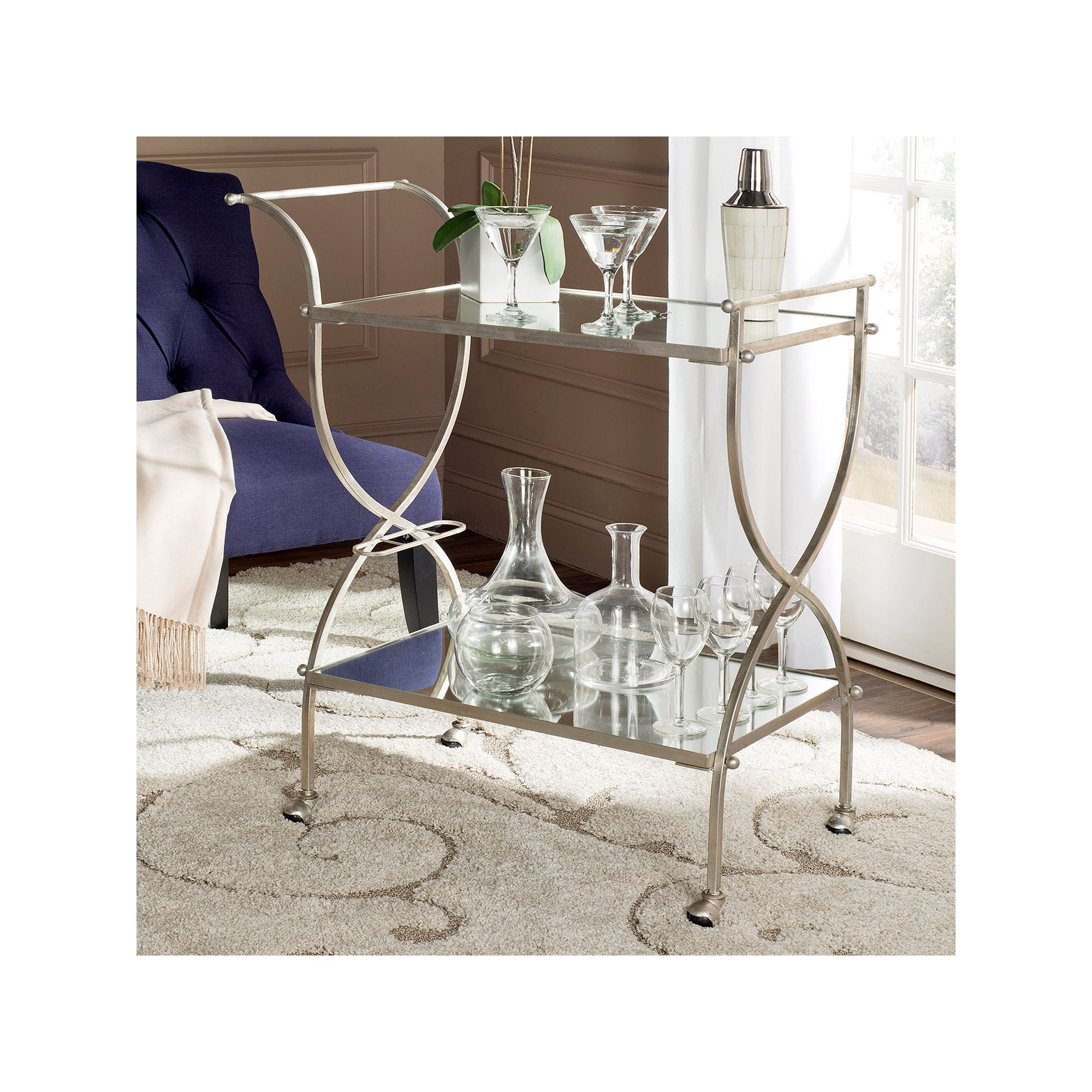 Safavieh Lucretius Bar Cart, Silver