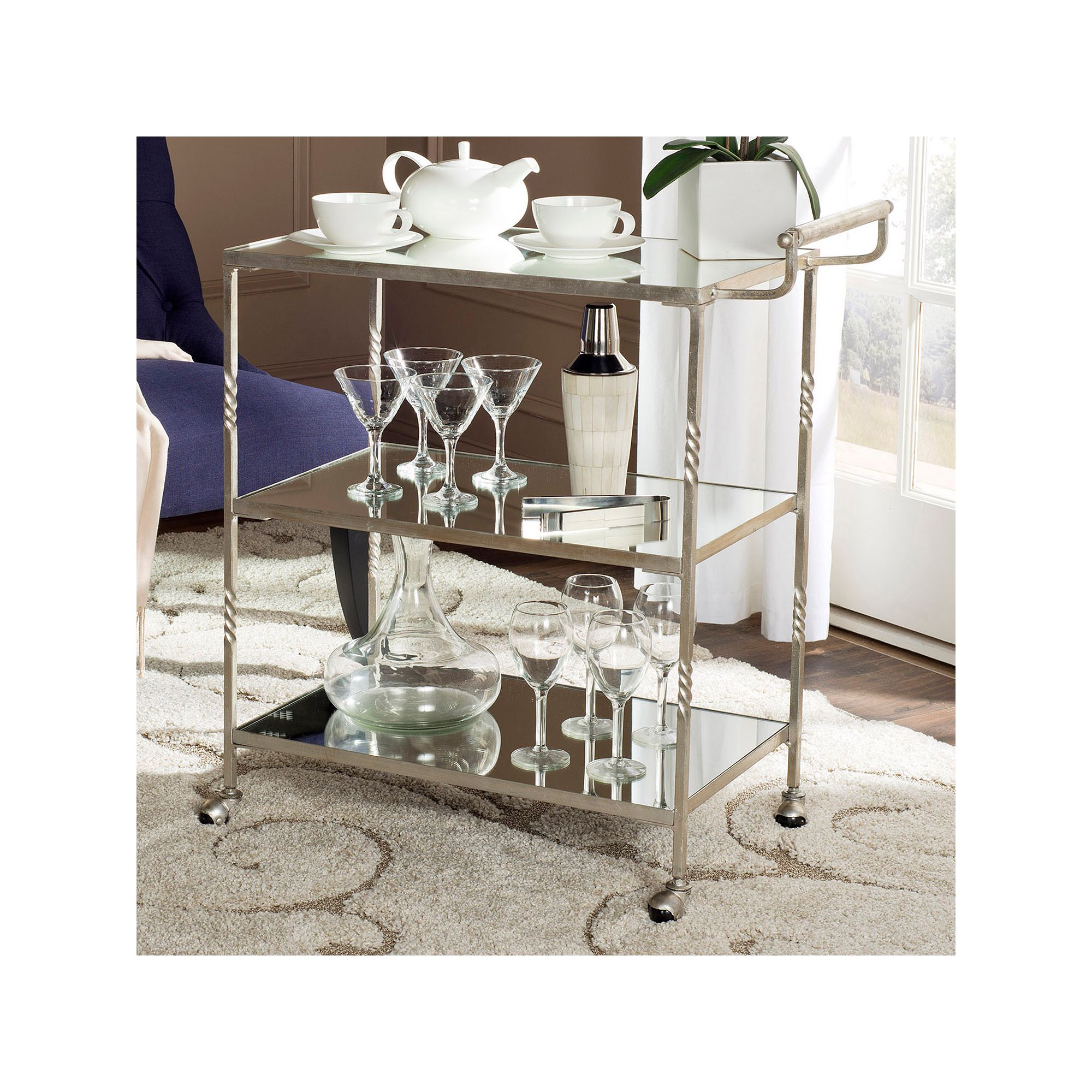 Safavieh Aurelius Bar Cart, Silver