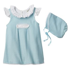 Baby Girl Harry & Violet Ruffle Lace Dress & Bonnet Set