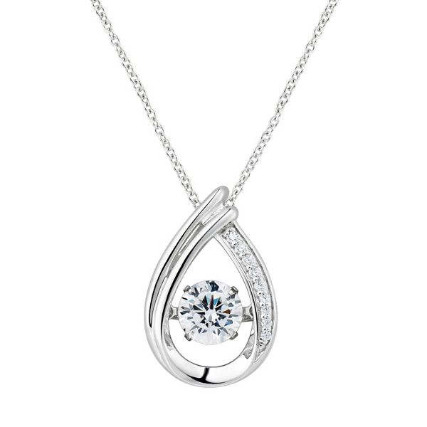 Details about   Diamond Pendant Necklace Tear Drop Style in Sterling Silver 