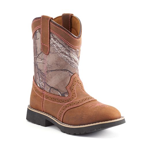 Itasca Real Tree Camo Girls' Leather Western Boots
