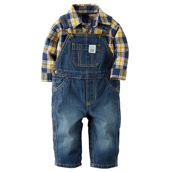 Baby Boy Carter's Plaid Bodysuit & Denim Overalls Set