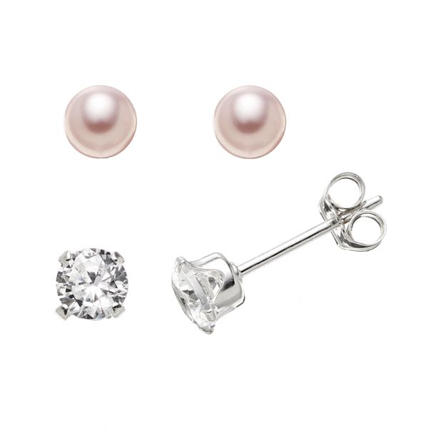 Charming Girl Kids' Sterling Silver Cubic Zirconia & Simulated Pearl