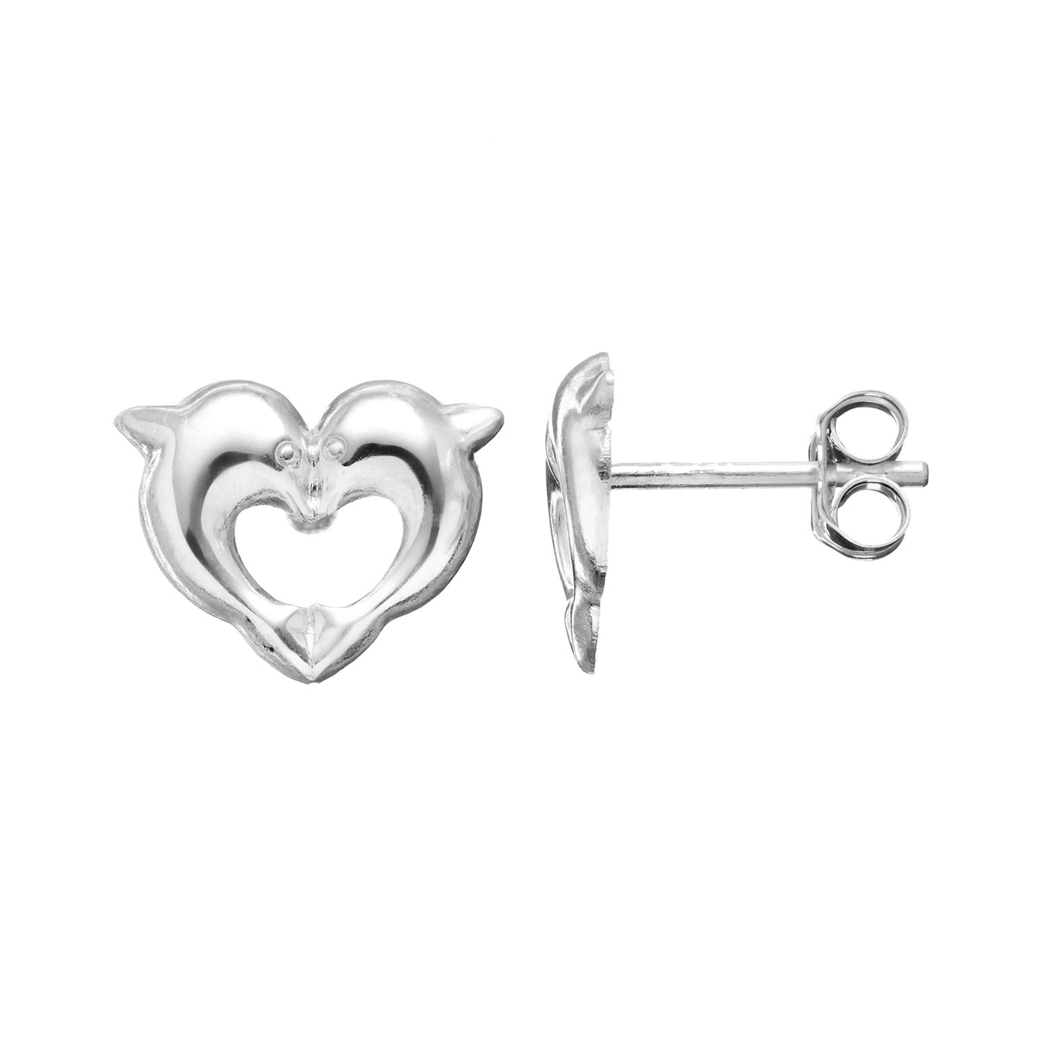 sterling silver heart stud earrings