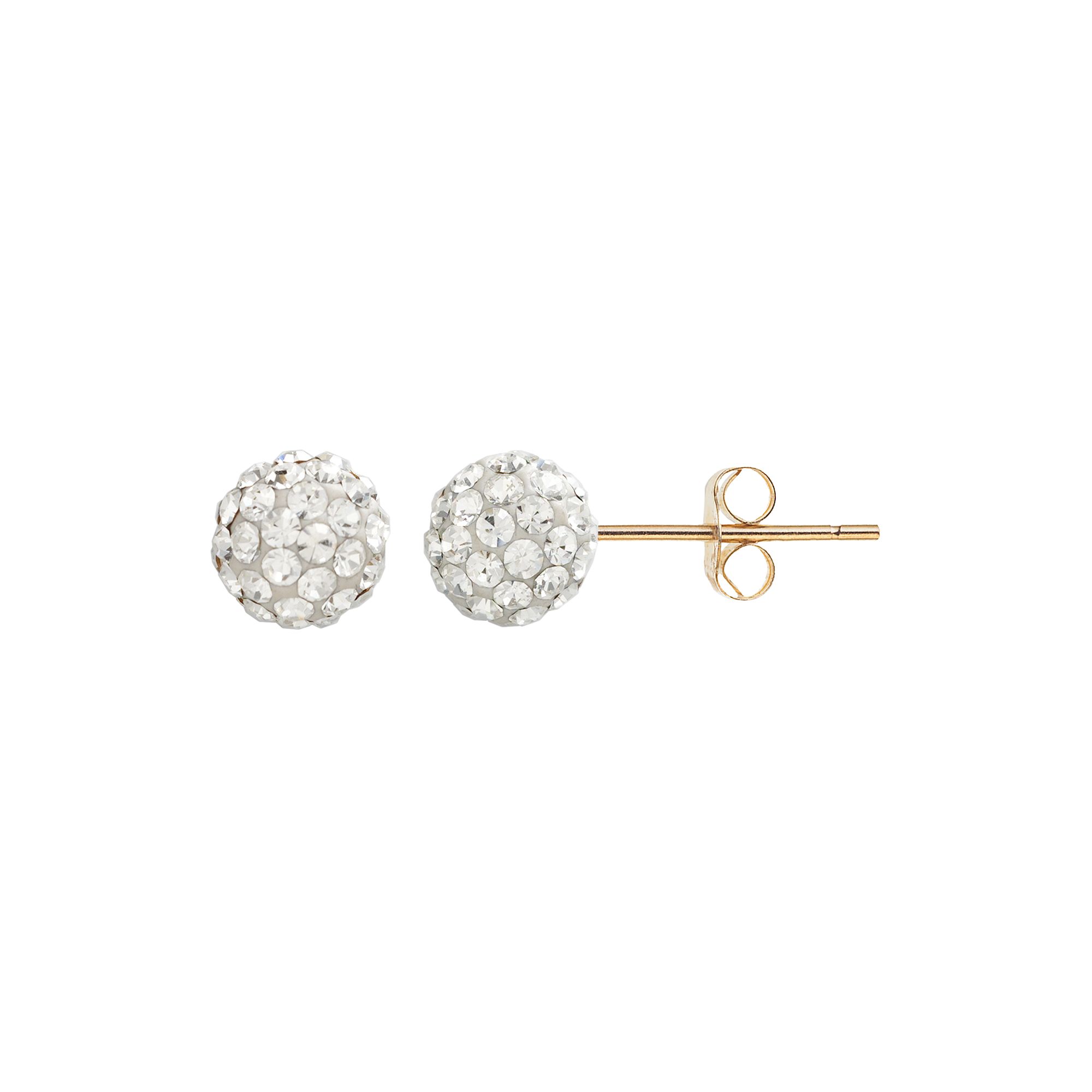 Taylor Grace 10k Gold Crystal Ball Stud Earrings, Womens, White